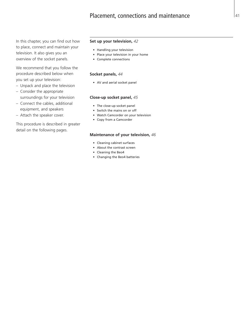 Placement, connections and maintenance | Bang & Olufsen BeoVision 3-28 - User Guide User Manual | Page 41 / 52