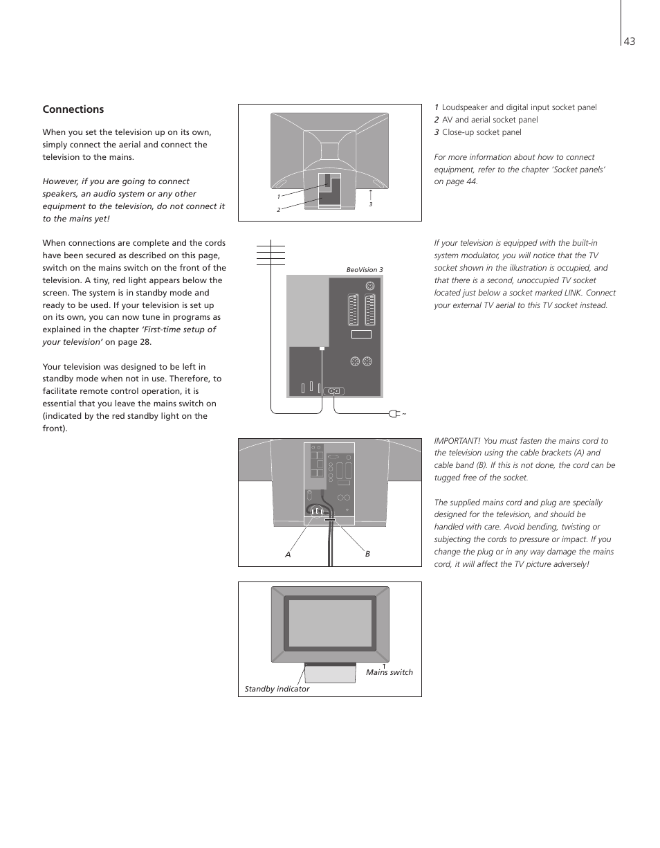 Connections | Bang & Olufsen BeoVision 3-28 - User Guide User Manual | Page 43 / 52