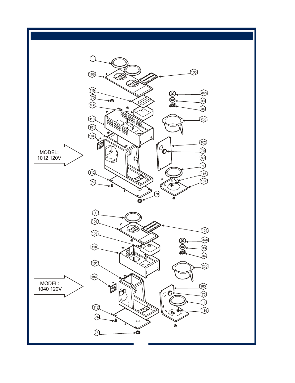 Exploded view & parts list | Bloomfield 1012 User Manual | Page 24 / 34