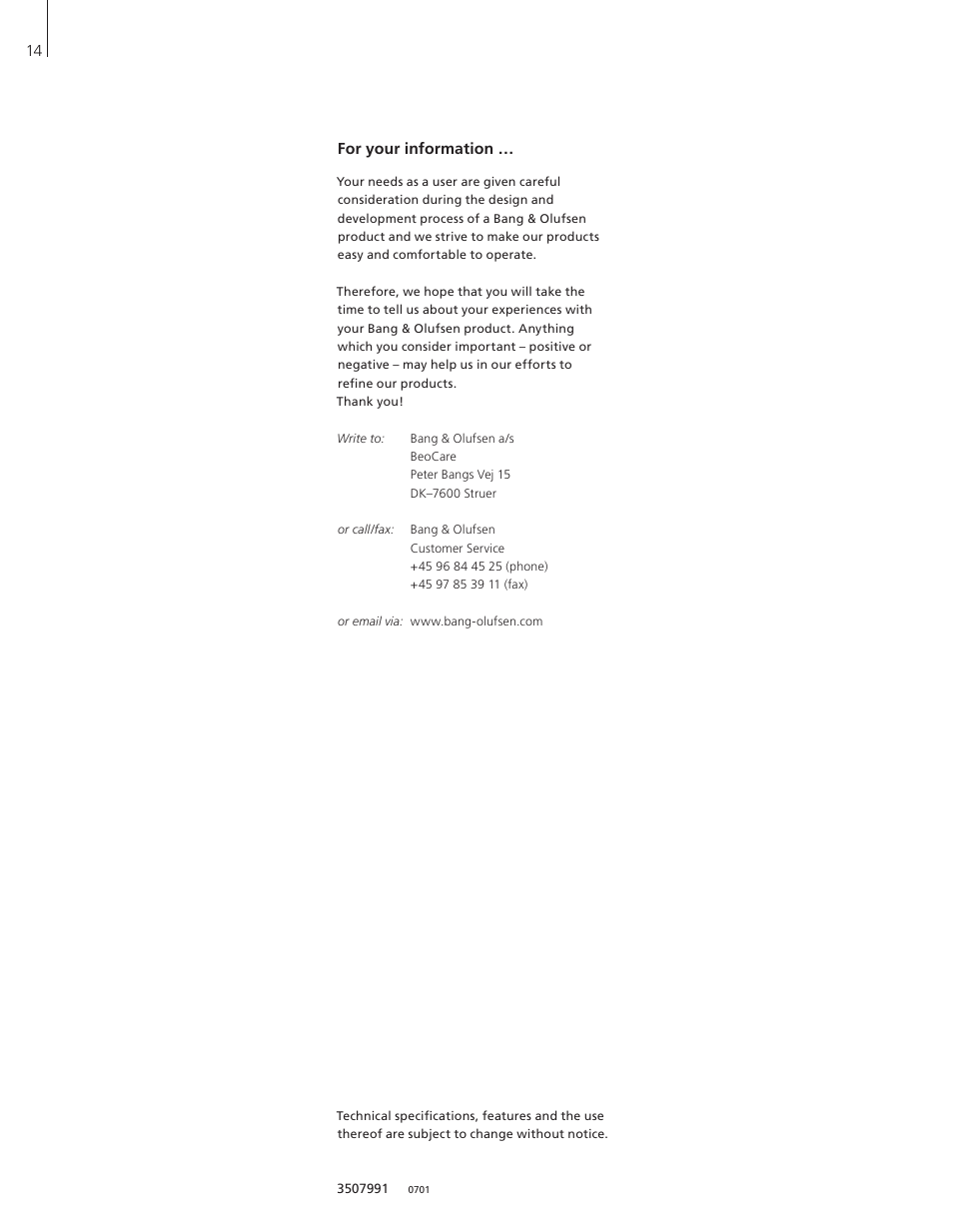 Bang & Olufsen BeoVision 8-26/32 - User Guide User Manual | Page 14 / 16