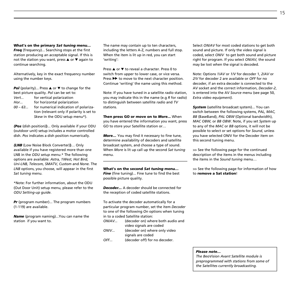 Bang & Olufsen BeoVision Avant (1995-2005) - User Guide User Manual | Page 15 / 72