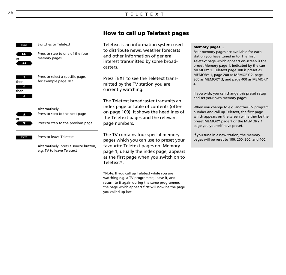 How to call up teletext pages | Bang & Olufsen BeoVision Avant (1995-2005) - User Guide User Manual | Page 26 / 72