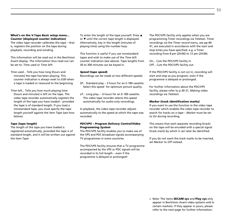 Bang & Olufsen BeoVision Avant (1995-2005) - User Guide User Manual | Page 53 / 72