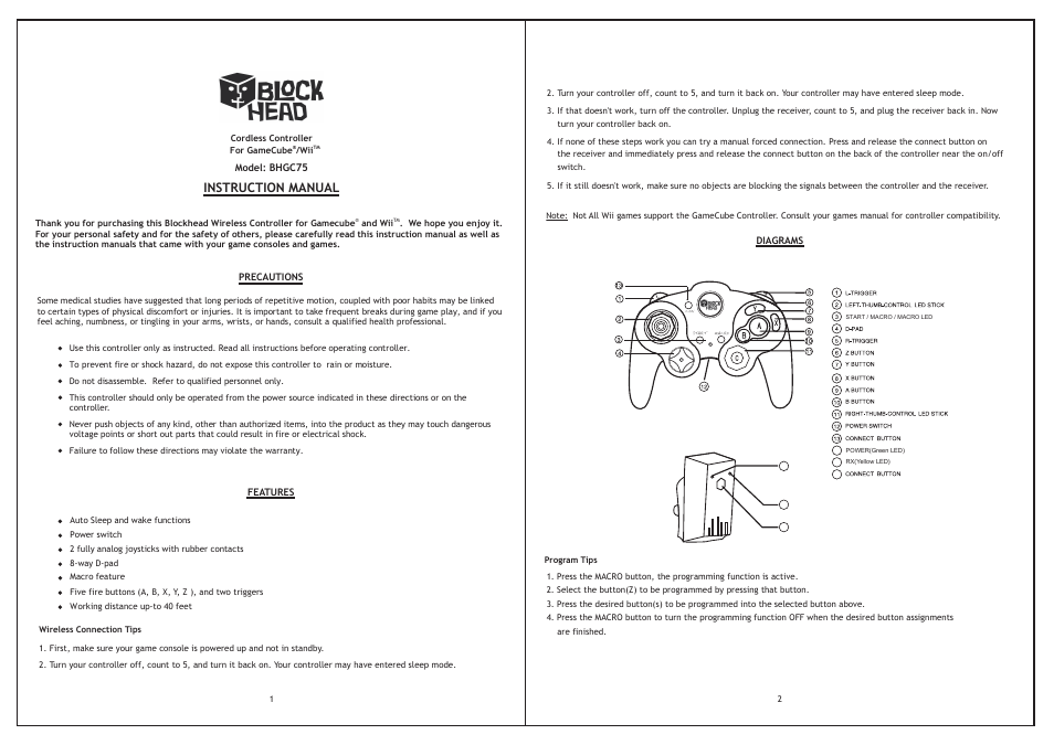 Blockhead BHGC75 User Manual | 2 pages