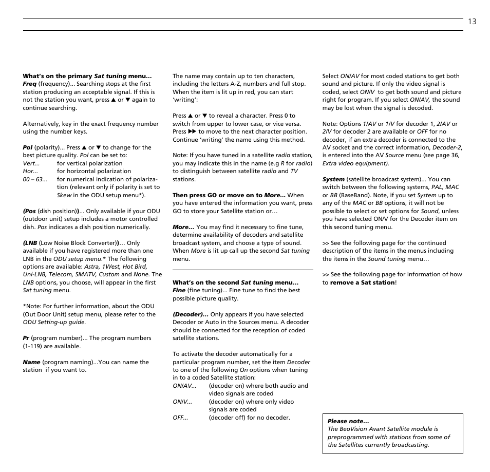 Bang & Olufsen BeoVision Avant CTV (1995-2005) - User Guide User Manual | Page 13 / 56