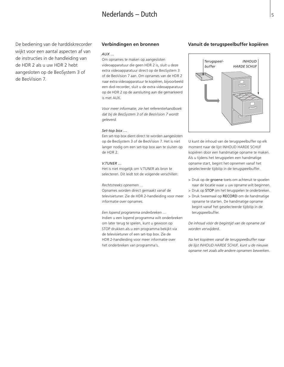 Nederlands – dutch | Bang & Olufsen HDR 2 - Supplement to User Guide User Manual | Page 5 / 16