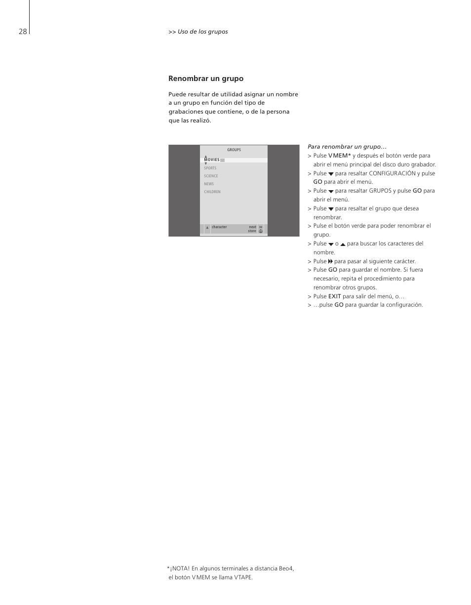 Renombrar un grupo | Bang & Olufsen HDR 1 - User Guide User Manual | Page 28 / 56