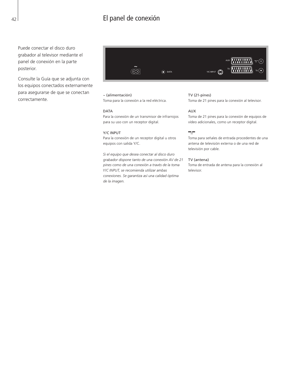 El panel de conexión | Bang & Olufsen HDR 1 - User Guide User Manual | Page 42 / 56