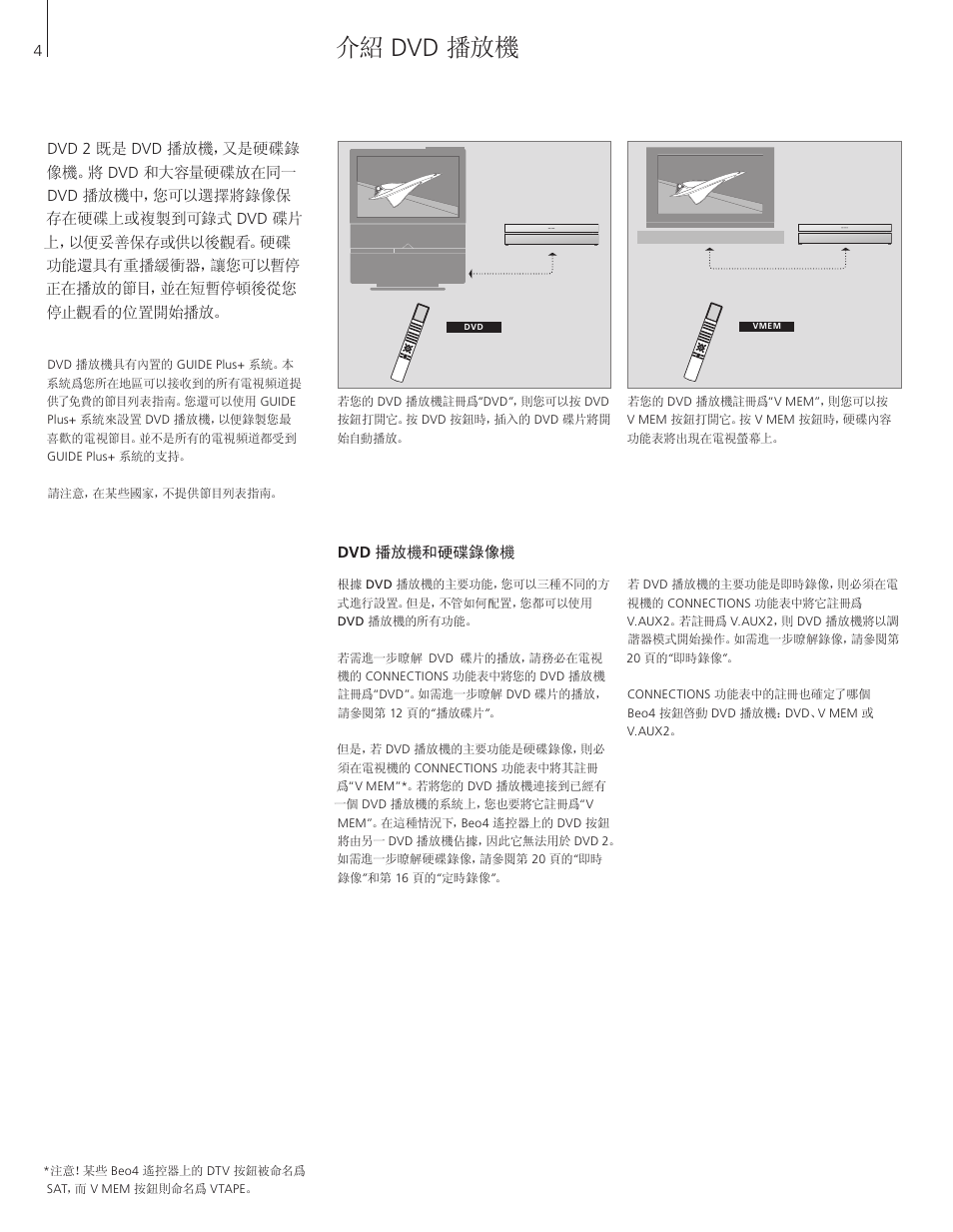 介紹 dvd 播放機, Dvd 播放機和硬碟錄像機 | Bang & Olufsen DVD 2 - User Guide User Manual | Page 4 / 64