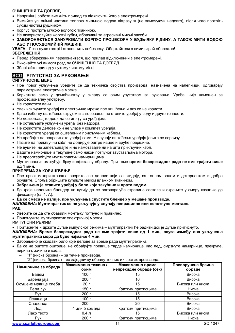 Scarlett SC-1047 User Manual | Page 11 / 20