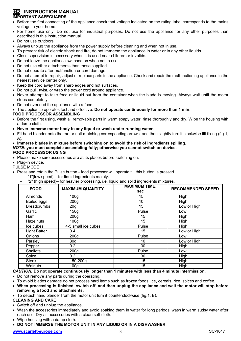 Scarlett SC-1047 User Manual | Page 3 / 20