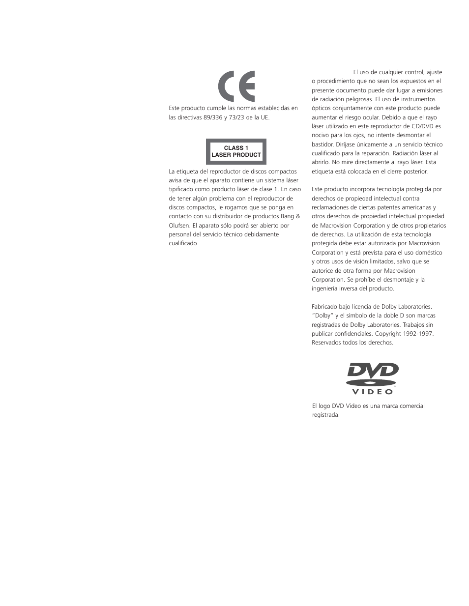 Bang & Olufsen DVD 1 - User Guide User Manual | Page 2 / 24