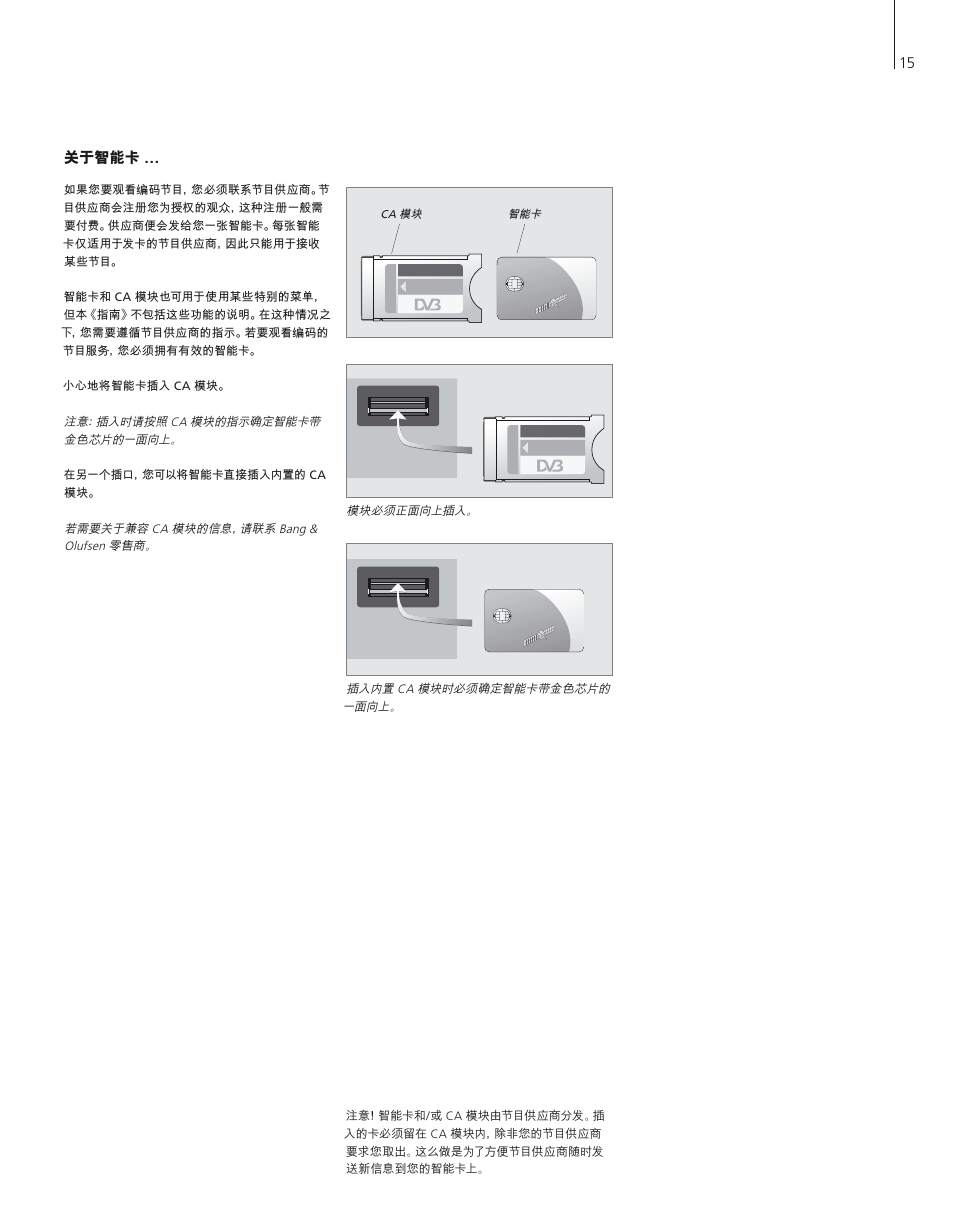 关于智能卡 | Bang & Olufsen DVB-T/S - User Guide User Manual | Page 15 / 24