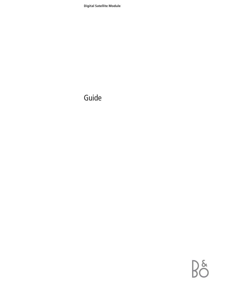 Bang & Olufsen DVB-S - User Guide User Manual | 20 pages
