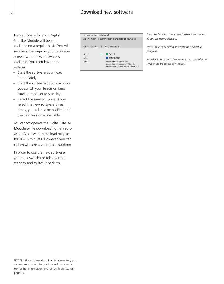 Download new software | Bang & Olufsen DVB-S - User Guide User Manual | Page 12 / 20