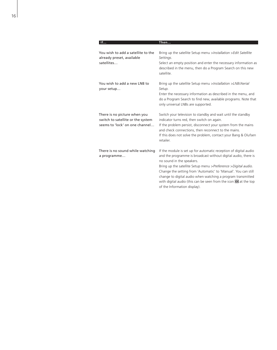 Bang & Olufsen DVB-S - User Guide User Manual | Page 16 / 20