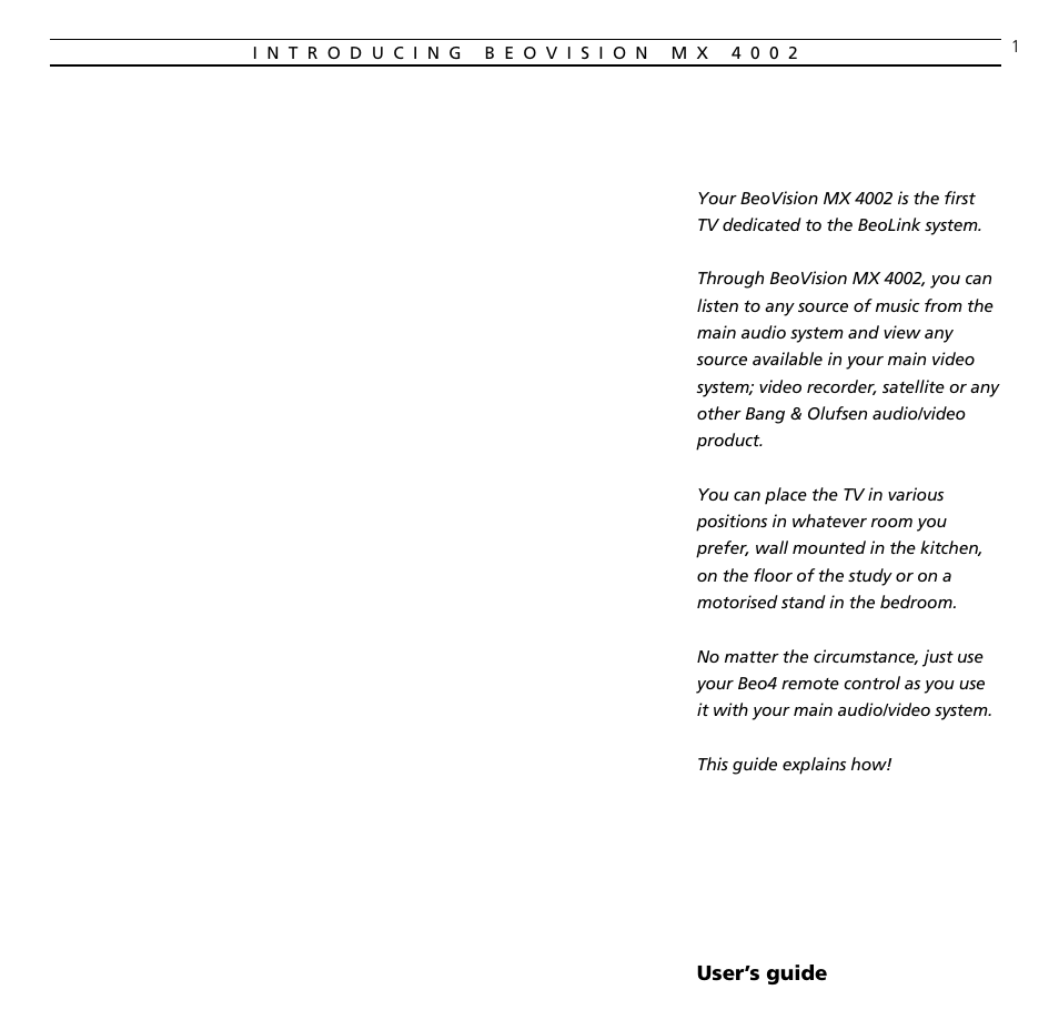 Bang & Olufsen BeoVision MX_4002 - User Guide User Manual | 36 pages