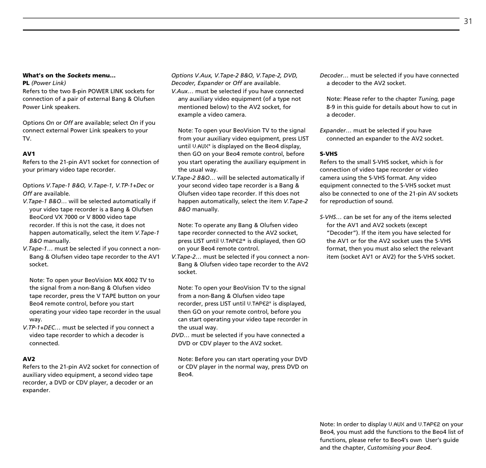 Bang & Olufsen BeoVision MX_4002 - User Guide User Manual | Page 31 / 36