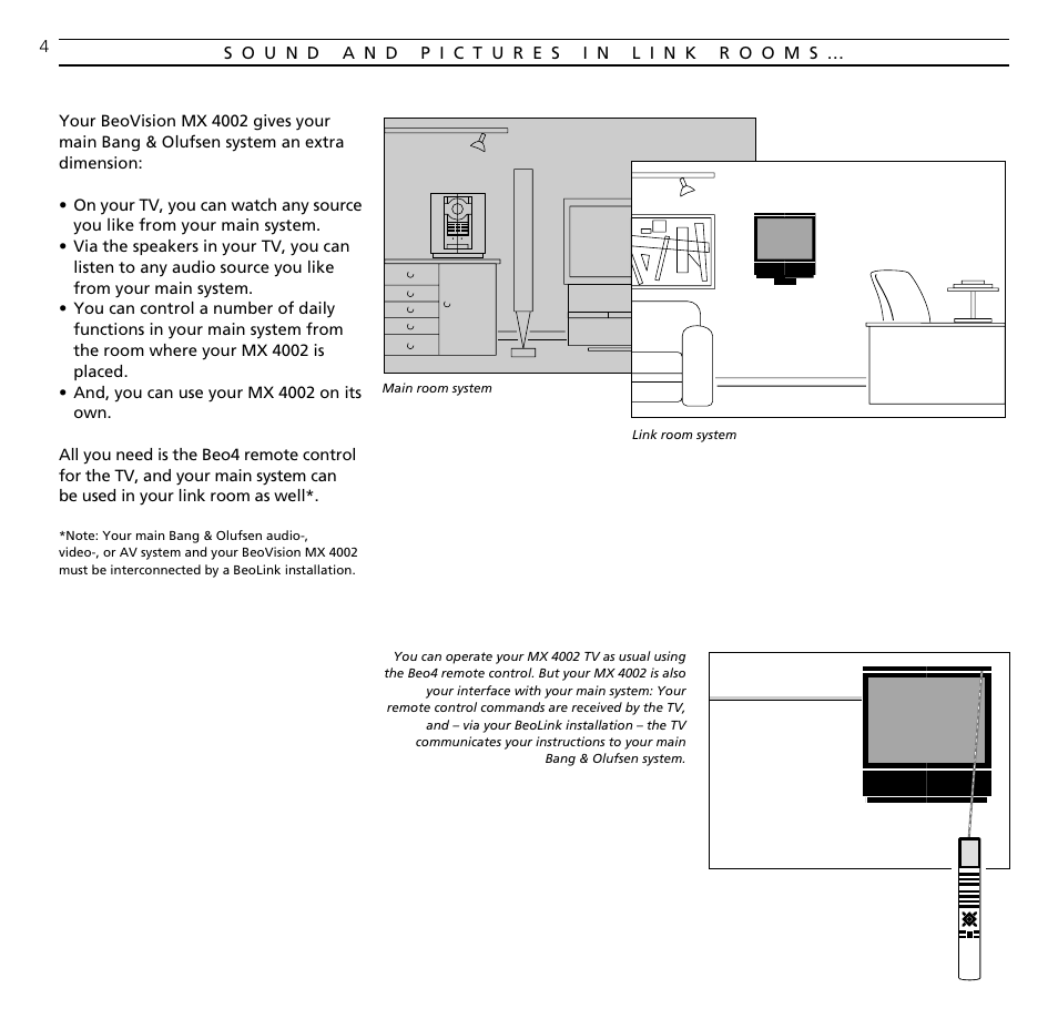 Sound and pictures in link rooms | Bang & Olufsen BeoVision MX_4002 - User Guide User Manual | Page 4 / 36