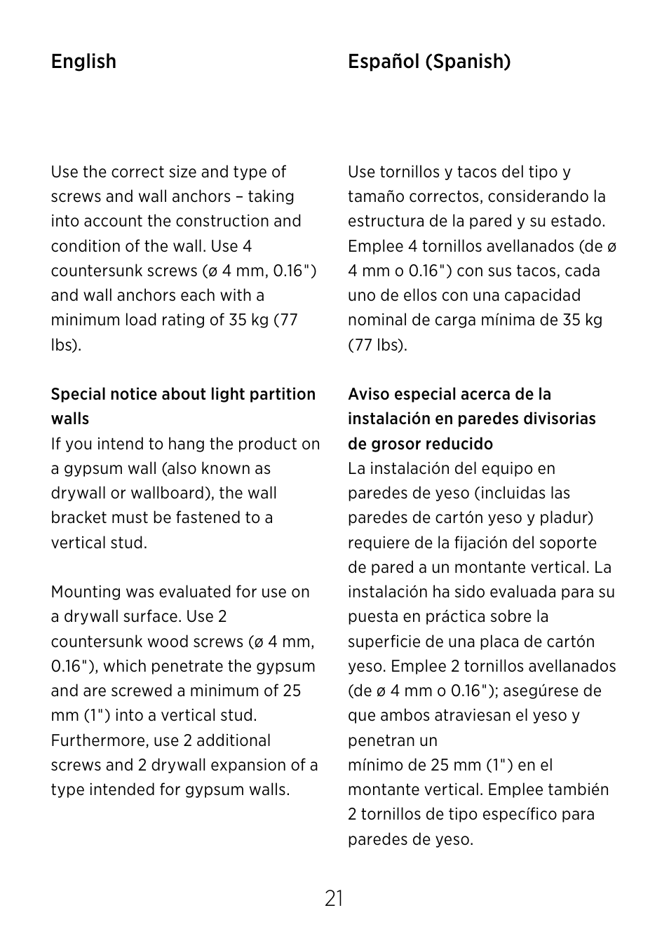 Bang & Olufsen BeoLab 17 - Wall bracket User Manual | Page 21 / 24