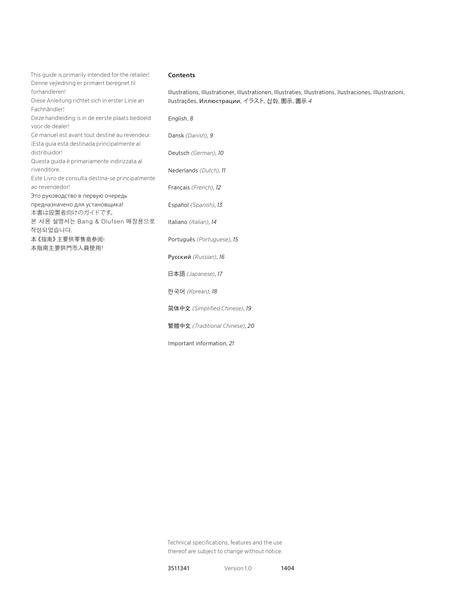 Bang & Olufsen BeoLab 20 - User Guide User Manual | Page 3 / 24