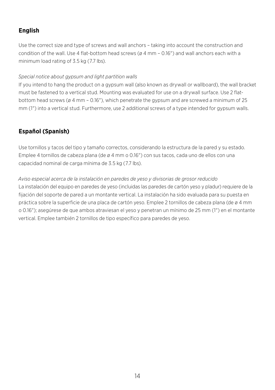 Bang & Olufsen BeoPlay S8 - Table stand and Wall bracket User Manual | Page 14 / 16