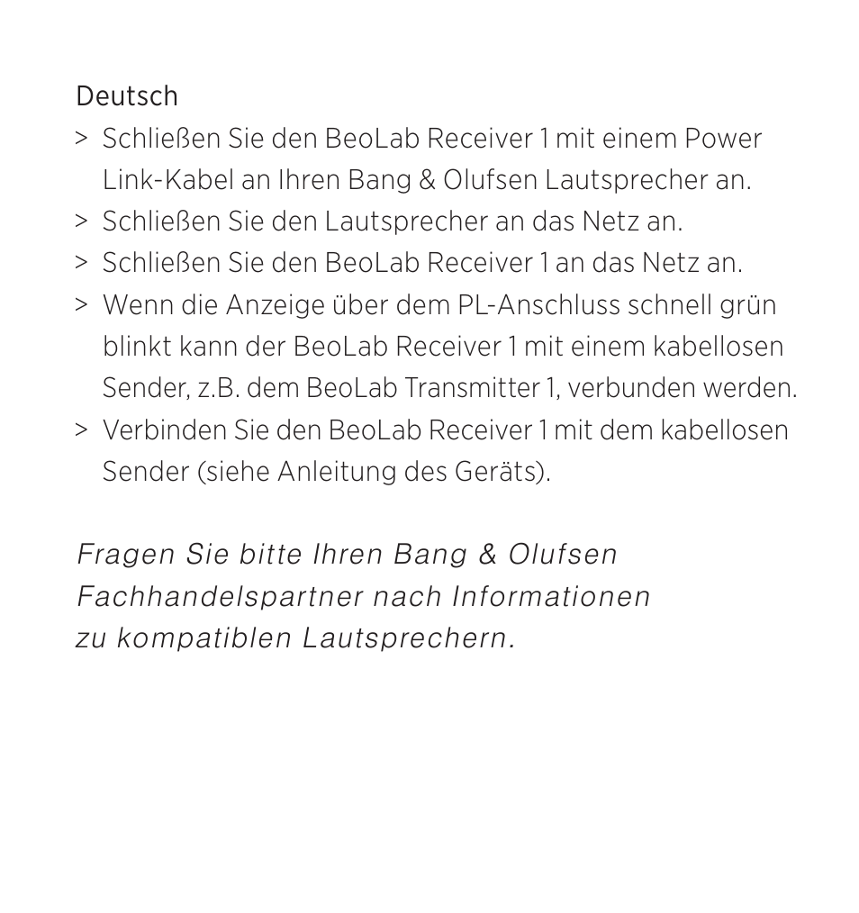 Deutsch | Bang & Olufsen BeoLab Receiver 1 - User Guide User Manual | Page 10 / 32