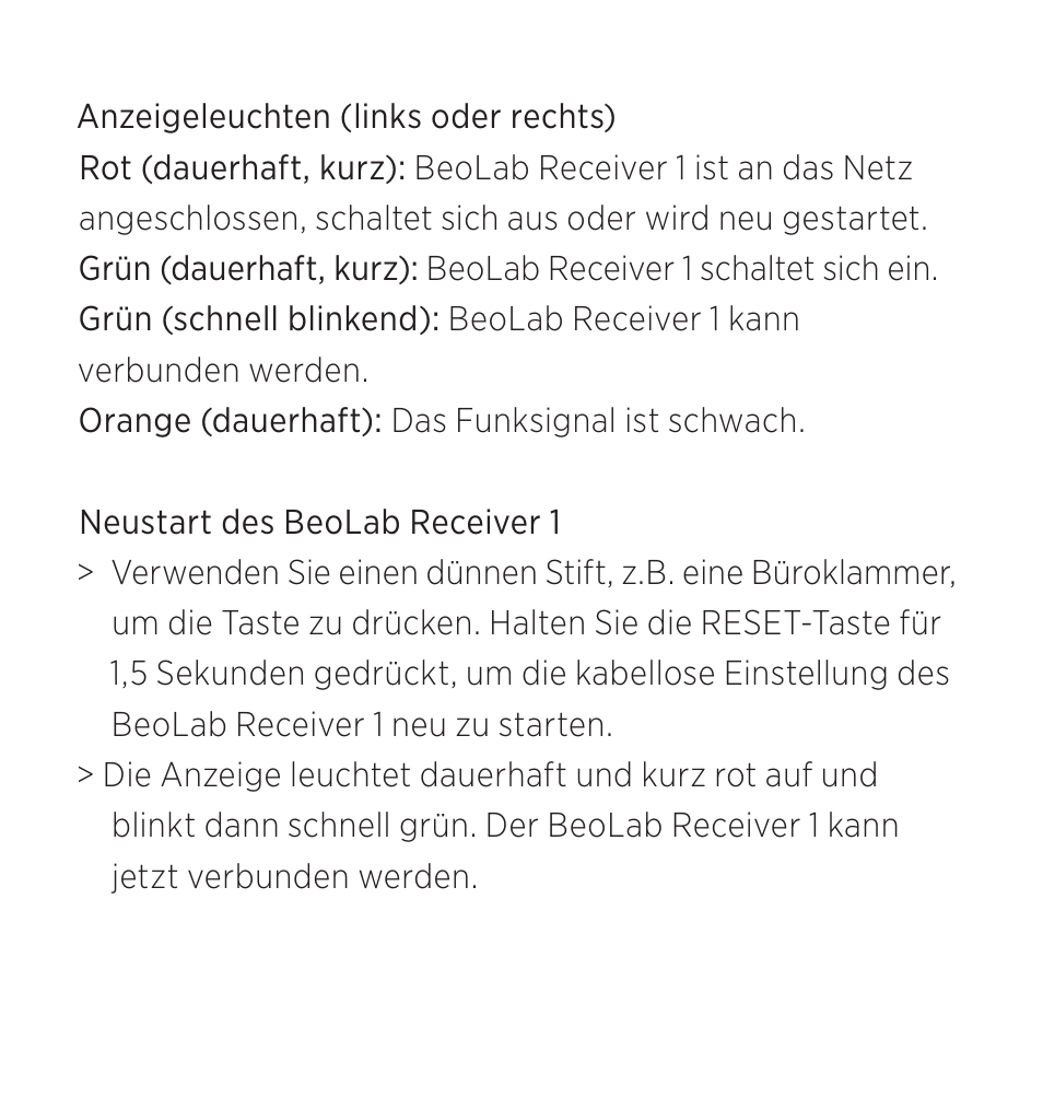 Bang & Olufsen BeoLab Receiver 1 - User Guide User Manual | Page 11 / 32