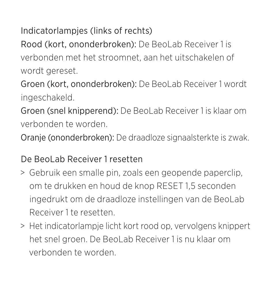 Bang & Olufsen BeoLab Receiver 1 - User Guide User Manual | Page 13 / 32