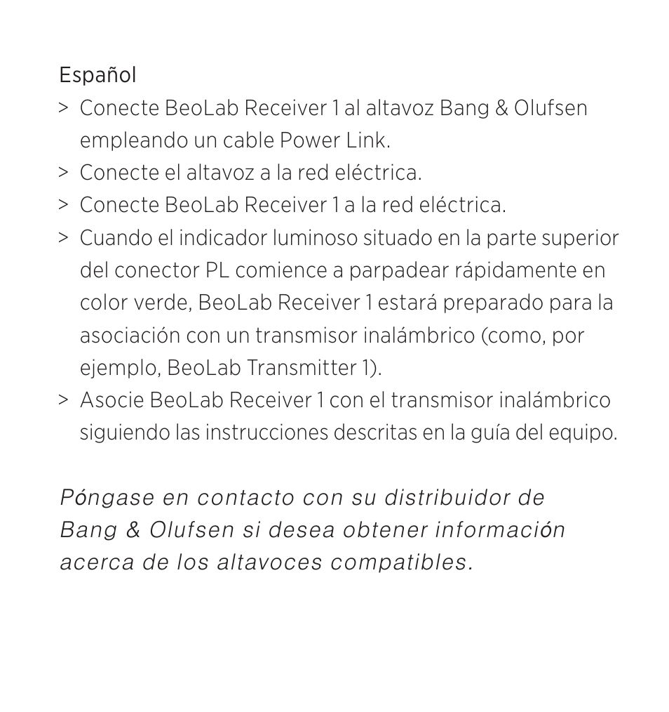 Español | Bang & Olufsen BeoLab Receiver 1 - User Guide User Manual | Page 16 / 32
