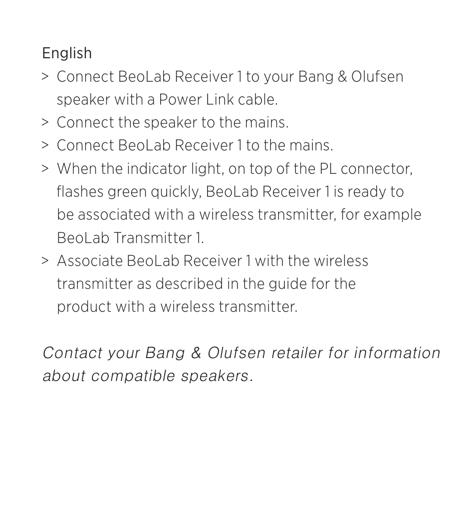 English | Bang & Olufsen BeoLab Receiver 1 - User Guide User Manual | Page 6 / 32