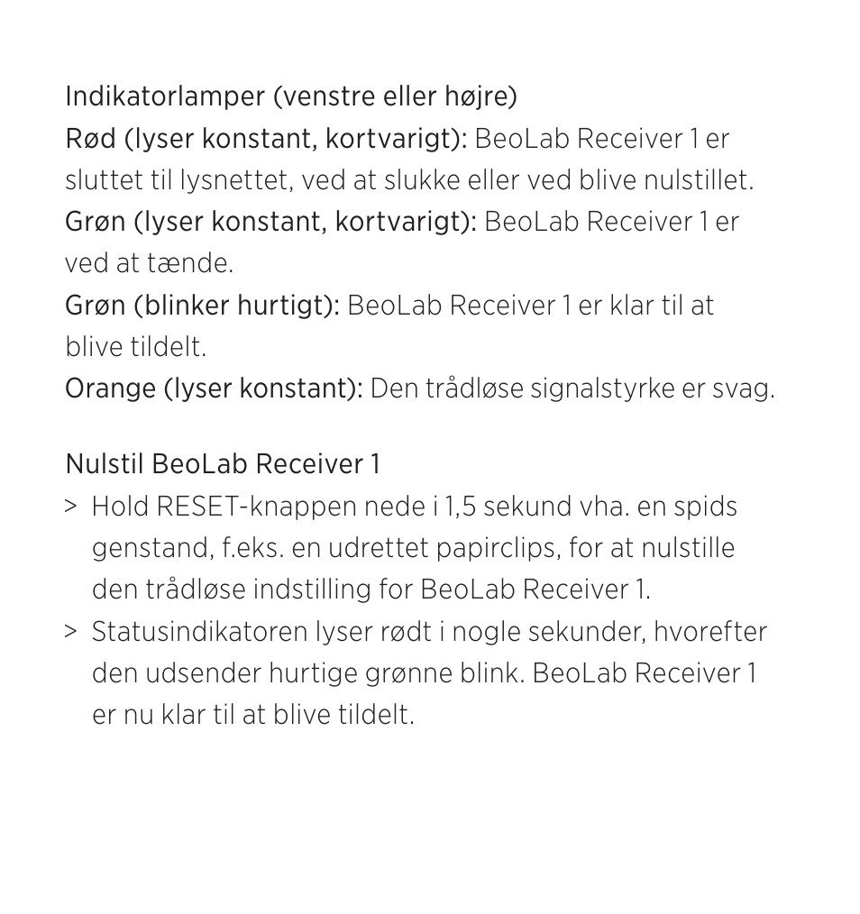 Bang & Olufsen BeoLab Receiver 1 - User Guide User Manual | Page 9 / 32