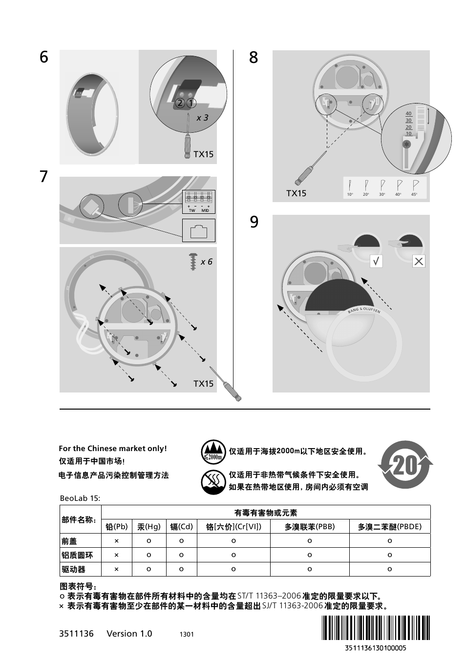 X 3 2 1 | Bang & Olufsen BeoLab 15 - Installation Guide User Manual | Page 4 / 4