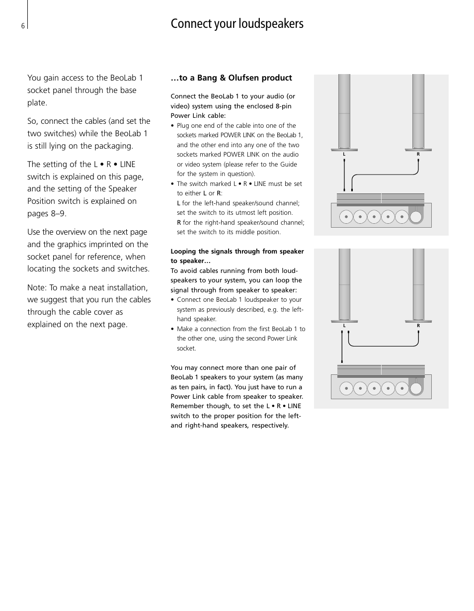 Connect your loudspeakers, To a bang &olufsen product | Bang & Olufsen BeoLab 1 - User Guide User Manual | Page 6 / 12