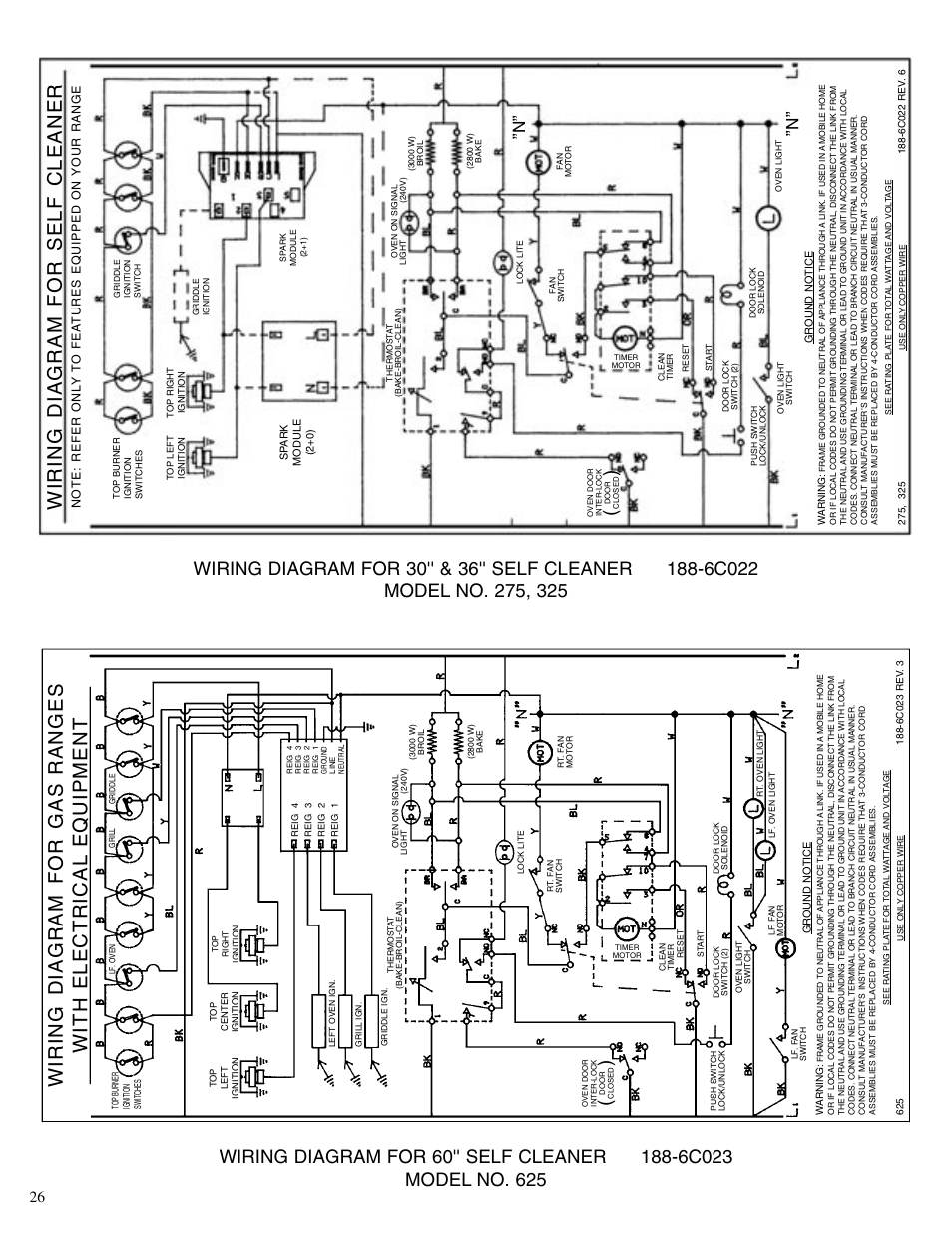 Wiring diagram for self cleaner | Brown Stove Works 60 Range User Manual | Page 26 / 36