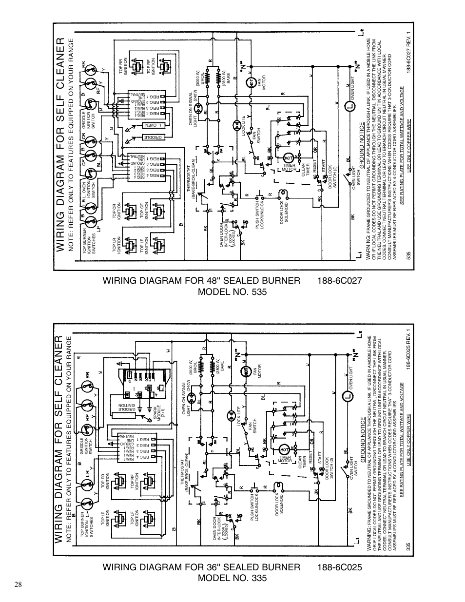 Wiring diagram for self cleaner | Brown Stove Works 60 Range User Manual | Page 28 / 36