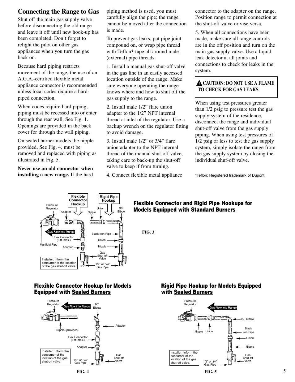 Connecting the range to gas | Brown Stove Works 60 Range User Manual | Page 5 / 36