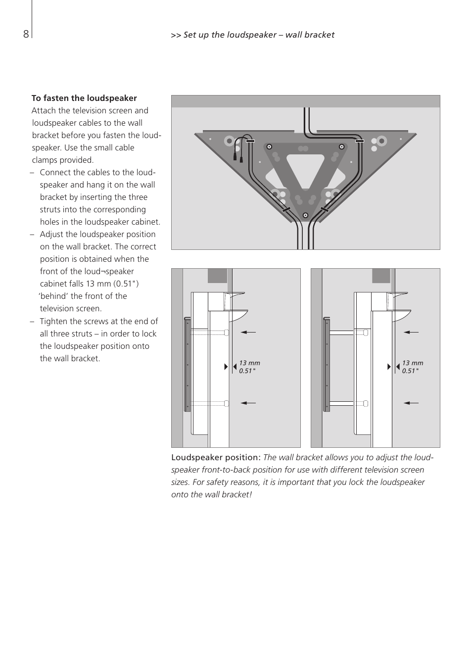 To fasten the loudspeaker | Bang & Olufsen BeoLab 10 - User Guide User Manual | Page 8 / 12