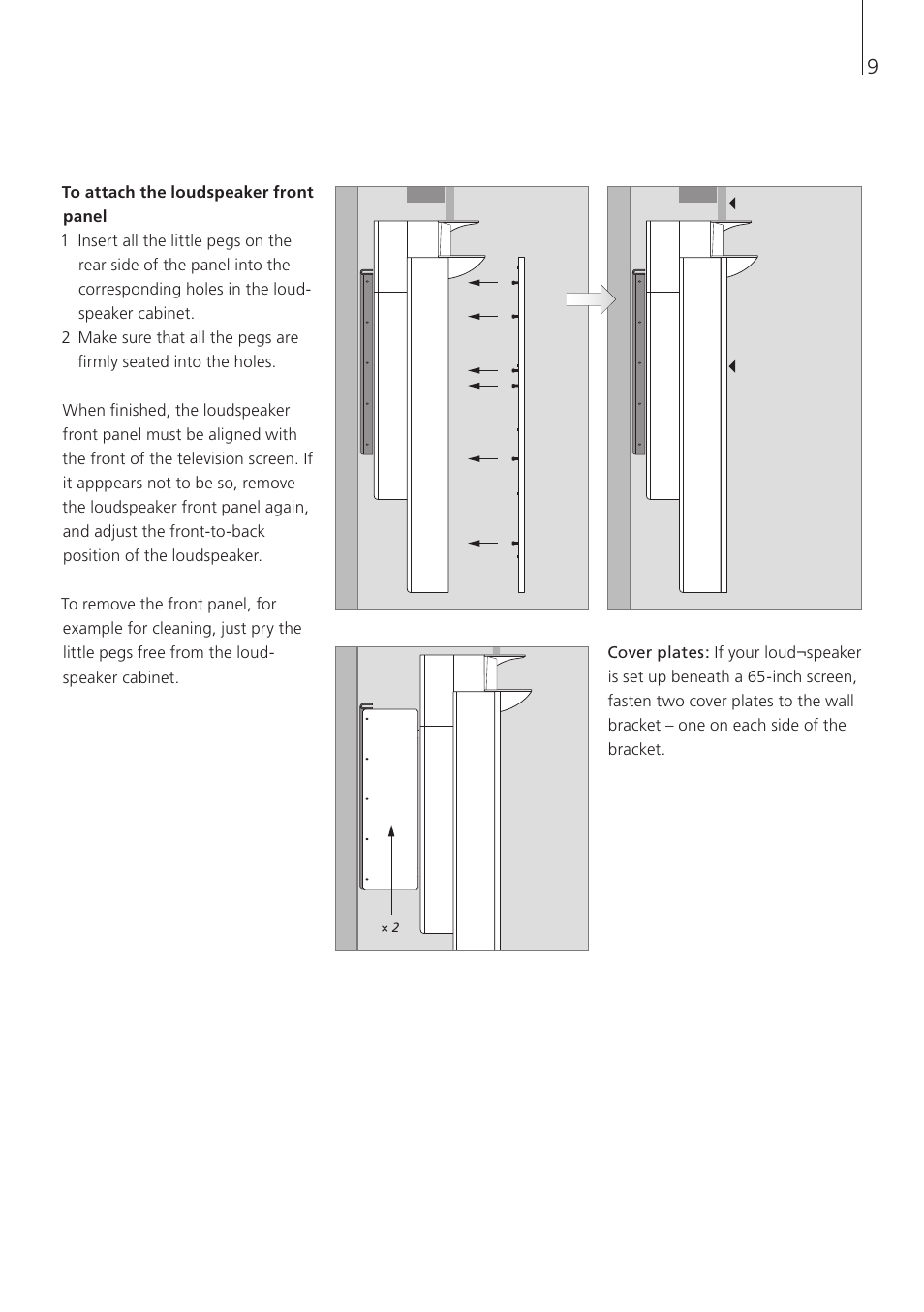 To attach the loudspeaker front panel | Bang & Olufsen BeoLab 10 - User Guide User Manual | Page 9 / 12