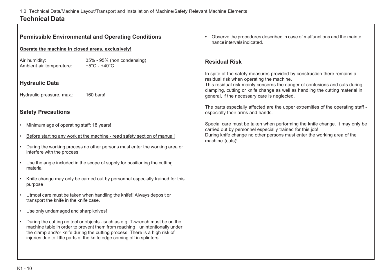 Technical data | Baumfolder Baumcut Programmable 26.4 User Manual | Page 18 / 104