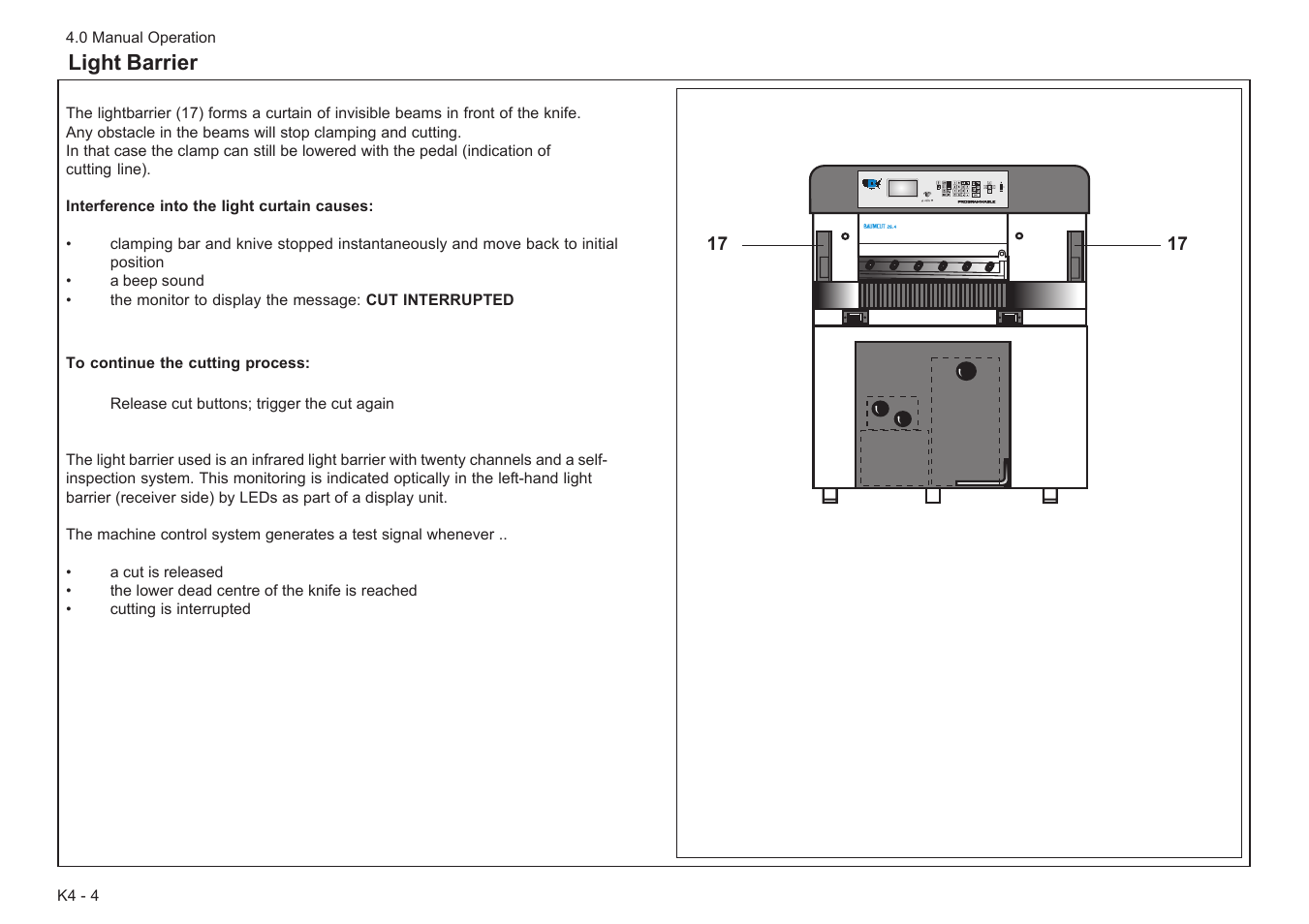 Light barrier | Baumfolder Baumcut Programmable 26.4 User Manual | Page 32 / 104