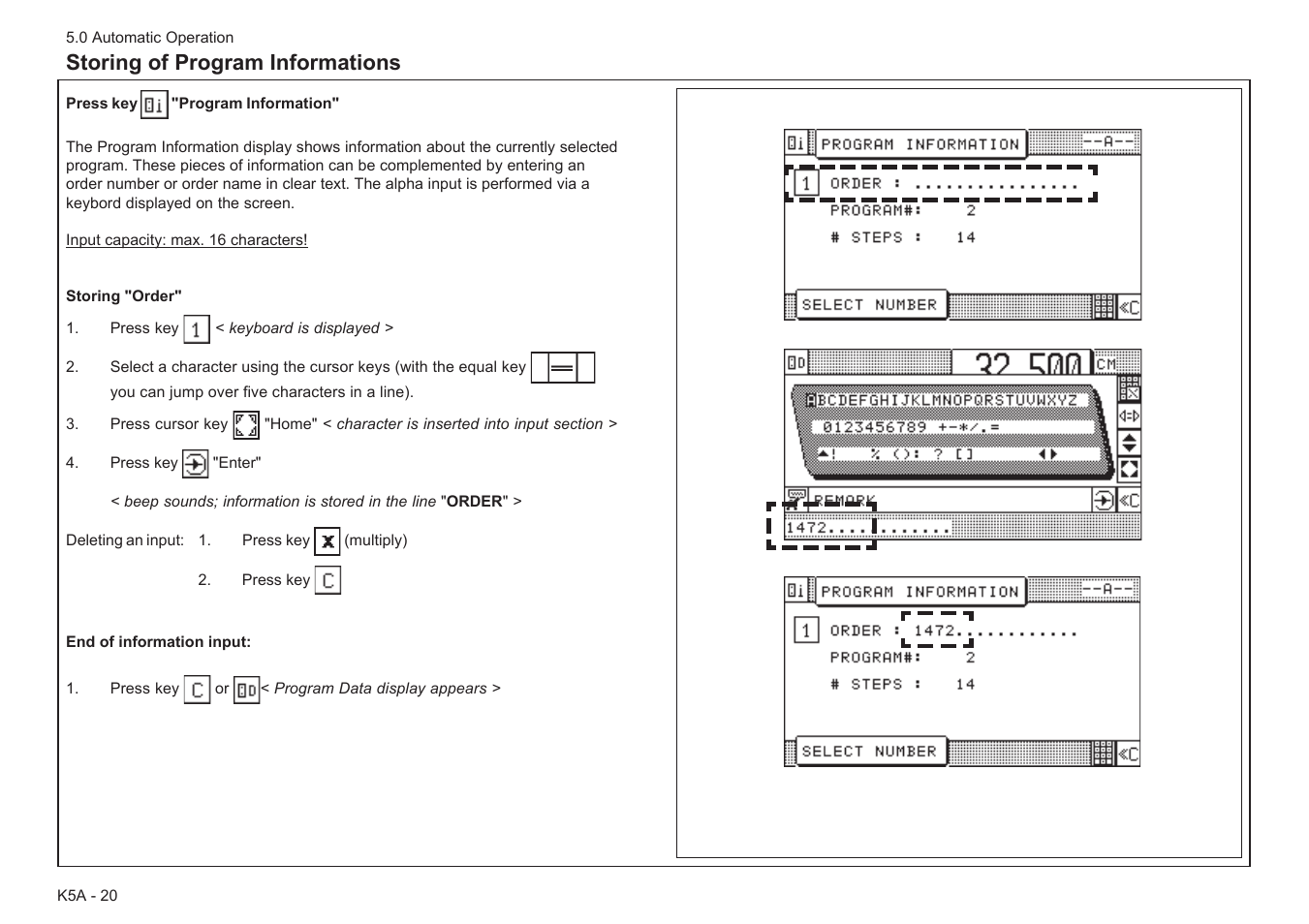 Storing of program informations | Baumfolder Baumcut Programmable 26.4 User Manual | Page 54 / 104