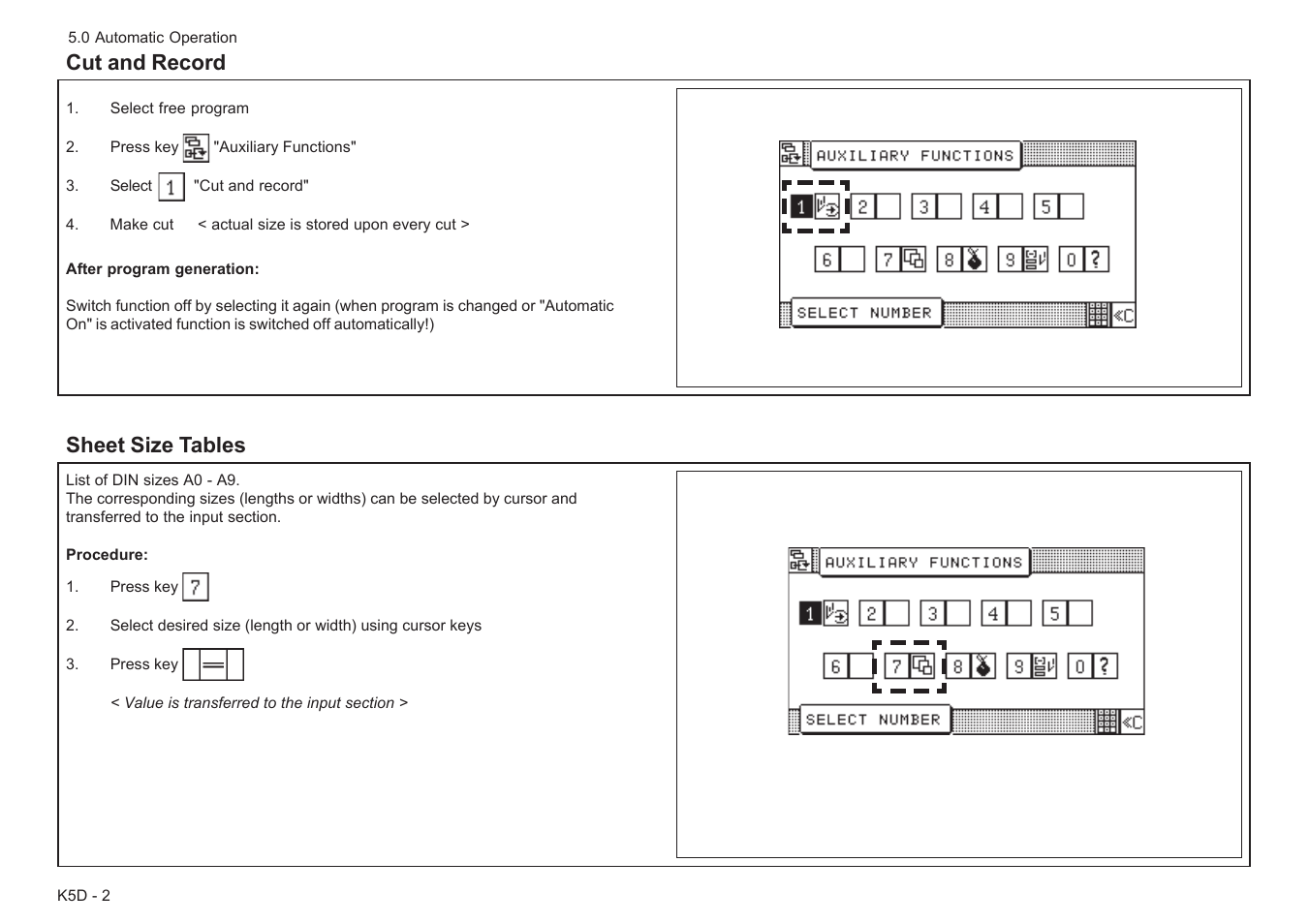 Cut and record sheet size tables | Baumfolder Baumcut Programmable 26.4 User Manual | Page 84 / 104