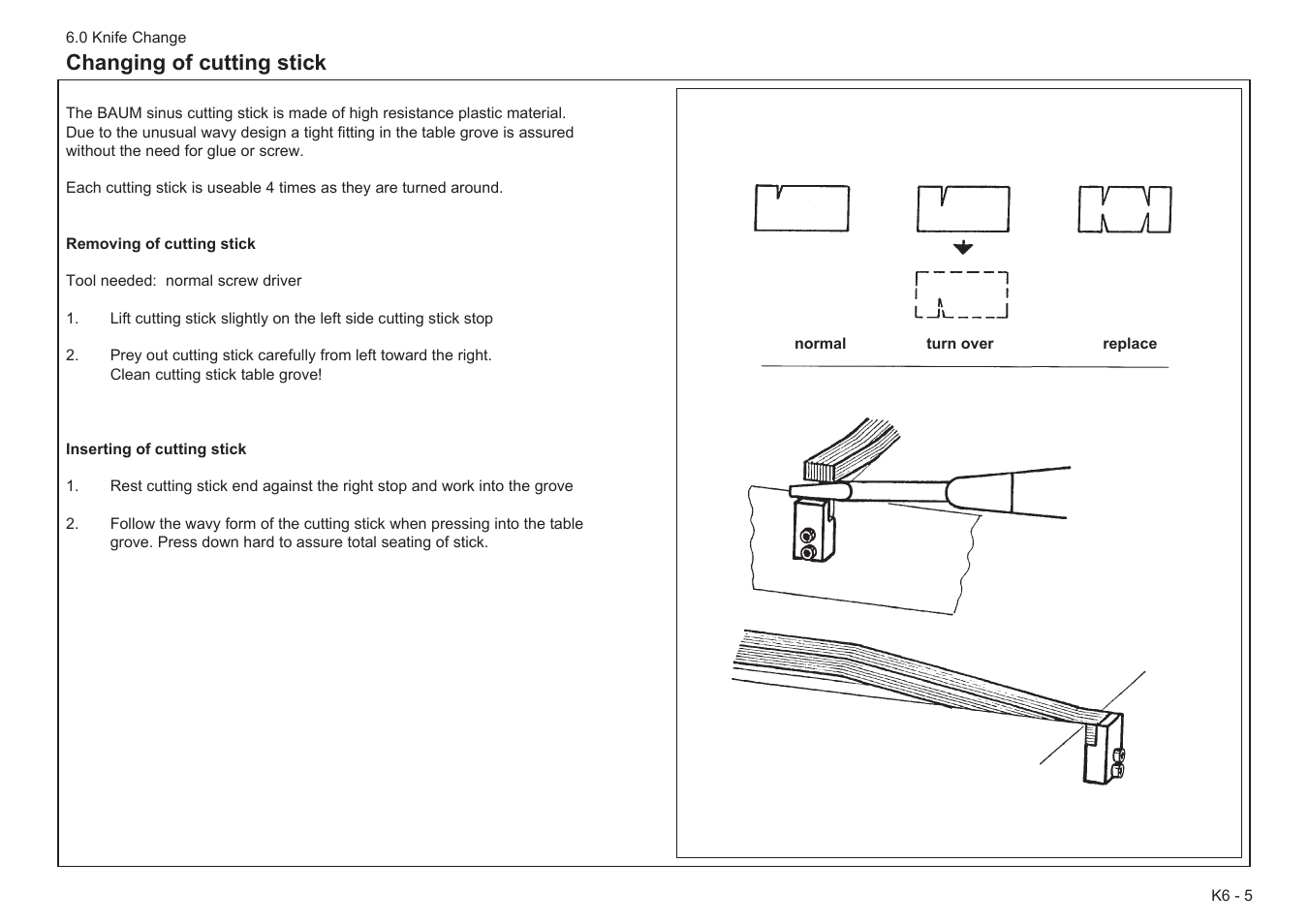 Changing of cutting stick | Baumfolder Baumcut Programmable 26.4 User Manual | Page 93 / 104
