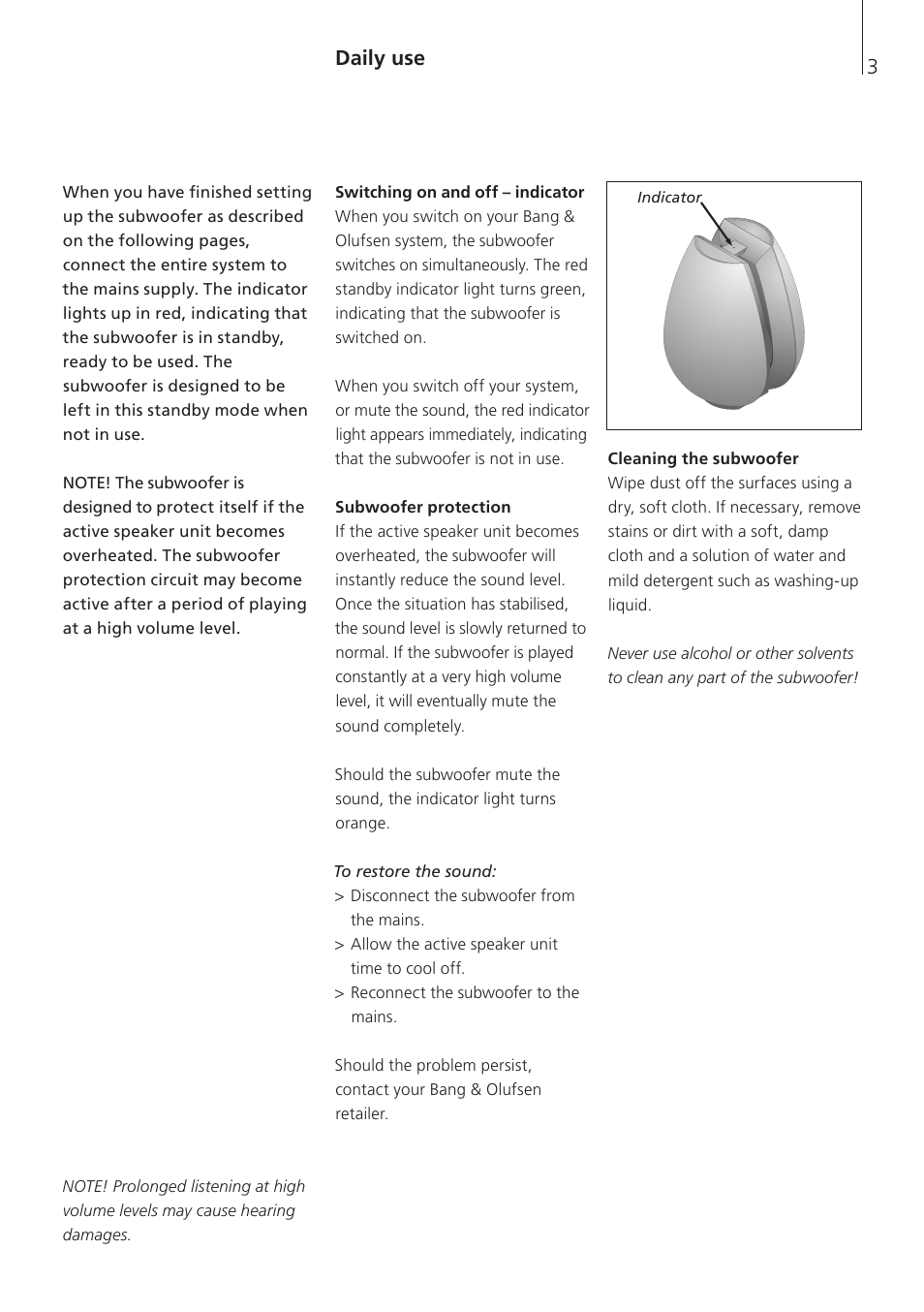 Daily use | Bang & Olufsen BeoLab 11 - User Guide User Manual | Page 3 / 12