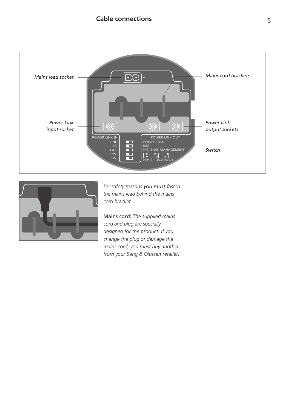 Cable connections | Bang & Olufsen BeoLab 11 - User Guide User Manual | Page 5 / 12