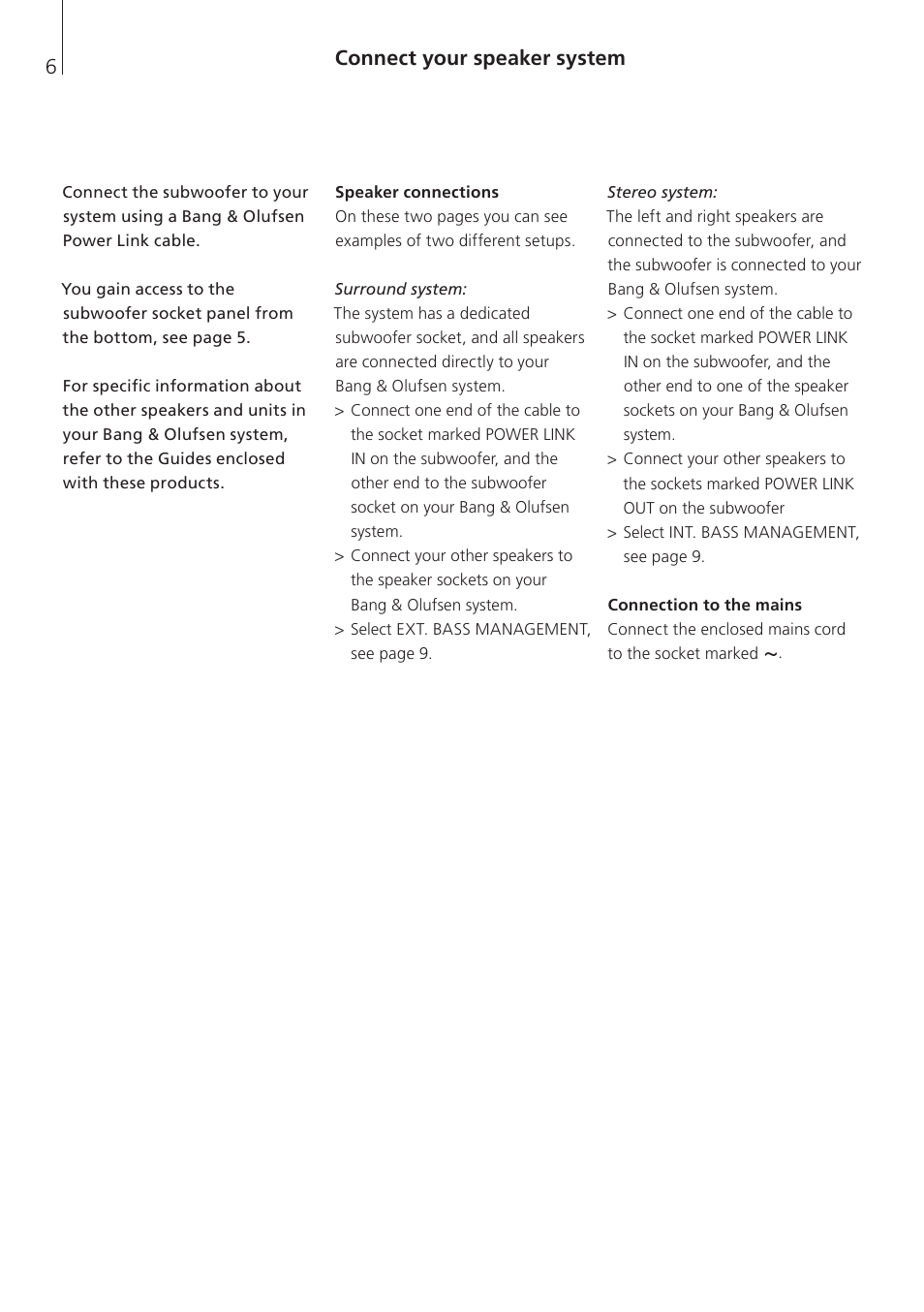 Connect your speaker system | Bang & Olufsen BeoLab 11 - User Guide User Manual | Page 6 / 12