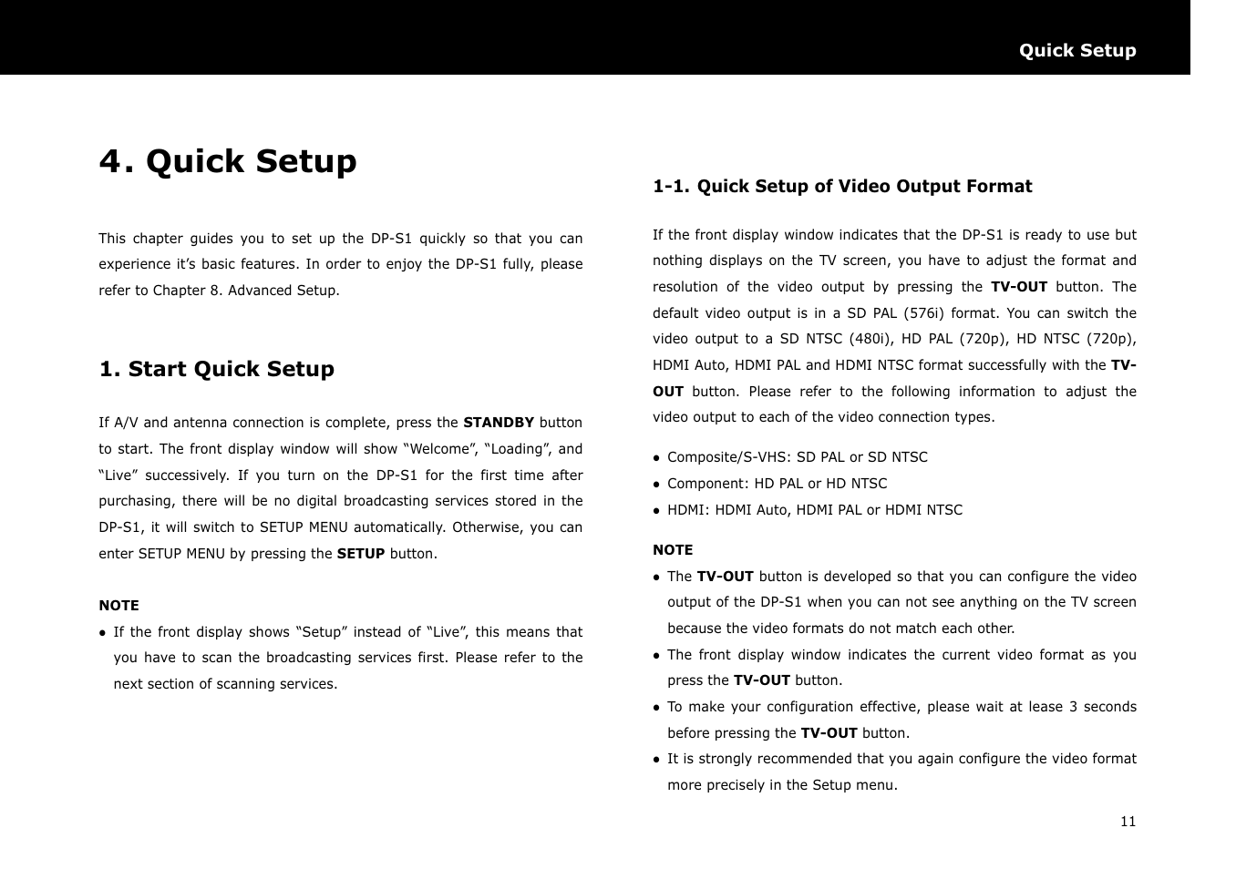 Quick setup, Start quick setup | Beyonwiz DP-S1 User Manual | Page 18 / 83