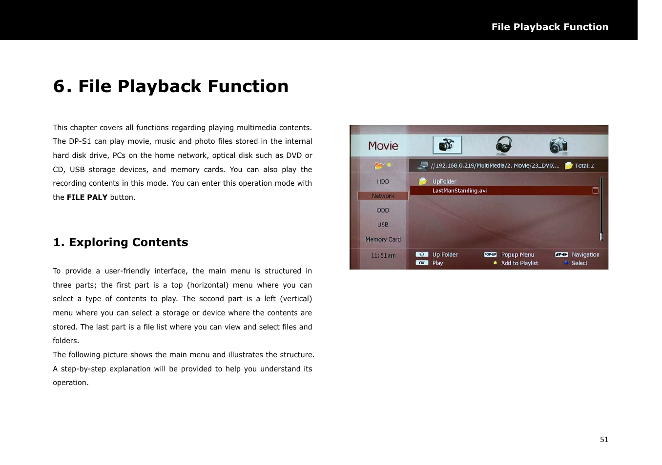 File playback function, Exploring contents | Beyonwiz DP-S1 User Manual | Page 58 / 83