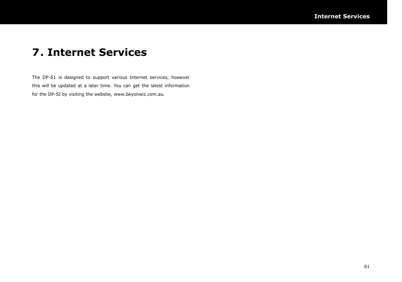 Internet services | Beyonwiz DP-S1 User Manual | Page 68 / 83